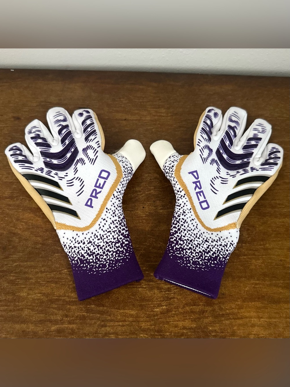 Adidas Predator GL Pro PC White Black Purple JZ5791 Goalkeeper Gloves Size 5